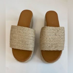 NIO NIO TS168-30 BEIGE ESPADRILLE PLATFORM SANDALS SIZE 7